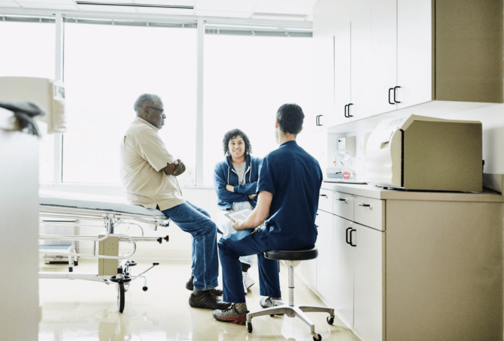 Doctor and patient discussing the cost of private thoracic surgery.